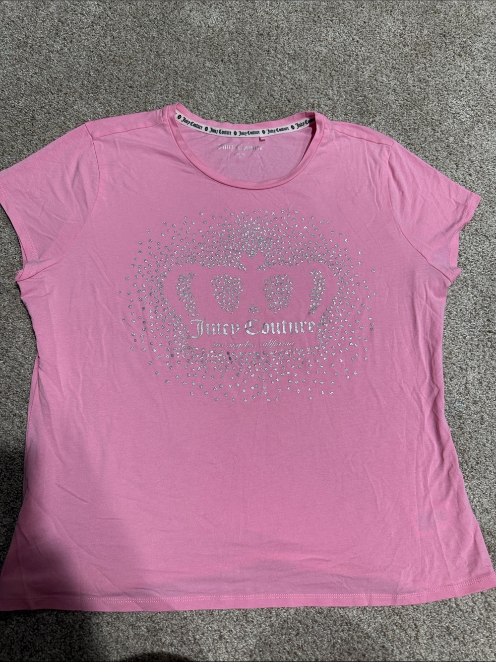 Juicy Couture Pink Crystal Crown Logo Short Sleeve Tee